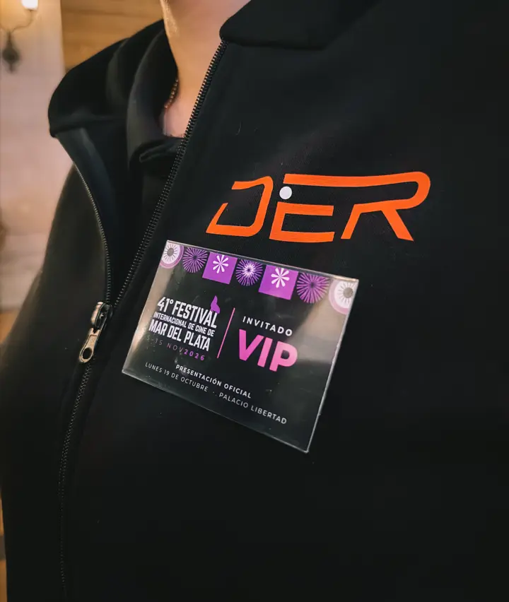 Badge d'invité VIP du lancement du 41e Festival international du film de Mar del Plata, sur la veste de l'équipe SOMOS DER